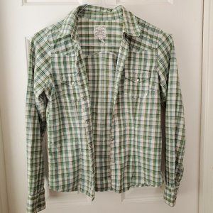 Aeropostale Green White Plaid Blouse Shirt Small
